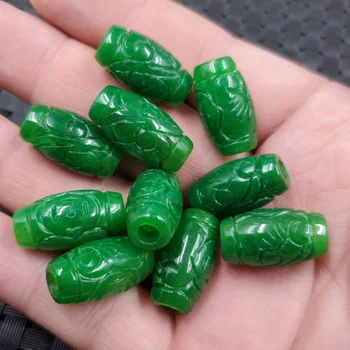 5pc Gamtos Green Jade Pinigų Karoliukai 