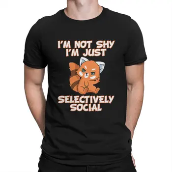 Mielas aš nesu Drovus, aš Tik Selektyviai Socialinių Vyrų Marškinėliai Drovus, Raudona Panda Crazy Marškinėliai trumpomis Rankovėmis O Kaklo T-Shirt Grafikos Viršūnės Nuotrauka 0