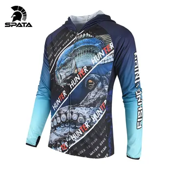2022 SPATA Naujų Žvejybos Marškinėliai Drėgmės-Wicking Anti-UV Apsaugos nuo Saulės ilgomis Rankovėmis Quick -Dry Hoodies Kvėpuojantis Žvejybos Apranga Nuotrauka 2