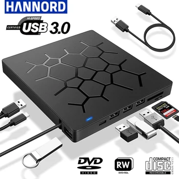 Išorinis CD/DVD Drive USB 3.0 Tipas-C 6 1 DVD Diską PlayerOptical Ratai Su SD/TF & USB3.0 Angas, Optiniai įrenginiai, KOMPIUTERIUI Laptopo Nuotrauka 0