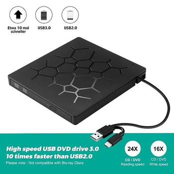 Išorinis CD/DVD Drive USB 3.0 Tipas-C 6 1 DVD Diską PlayerOptical Ratai Su SD/TF & USB3.0 Angas, Optiniai įrenginiai, KOMPIUTERIUI Laptopo Nuotrauka 3