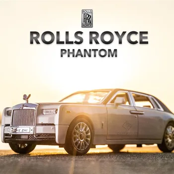1/24 Rolls Royce Phantom Lydinio Diecast Modelio Automobilių Žaislas Traukti Atgal, Garso Ir Šviesos Gumos Padangų Metalo Transporto Priemonės Kūno Žaislai Vaikams