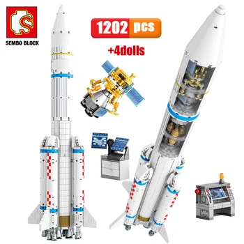 SEMBO 1202pcs Miesto Kosmoso Raketų Blokai Kosminės Paleidimo Astronautas Pav Plytų Žaislai Vaikams Nuotrauka 0