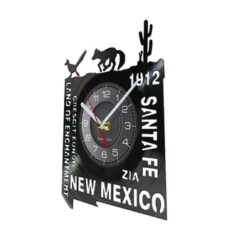Žemės Užkeikimas JAV Buveinės Valstybės Pasirašyti Sieninis Laikrodis Santa Fe Vinilo Įrašas Sieninis Laikrodis Gyvenimo Naujosios Meksikos Housewarming Laikrodis Dovana Nuotrauka 1