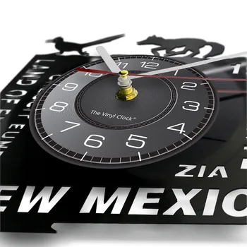 Žemės Užkeikimas JAV Buveinės Valstybės Pasirašyti Sieninis Laikrodis Santa Fe Vinilo Įrašas Sieninis Laikrodis Gyvenimo Naujosios Meksikos Housewarming Laikrodis Dovana Nuotrauka 2