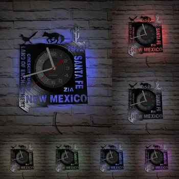 Žemės Užkeikimas JAV Buveinės Valstybės Pasirašyti Sieninis Laikrodis Santa Fe Vinilo Įrašas Sieninis Laikrodis Gyvenimo Naujosios Meksikos Housewarming Laikrodis Dovana Nuotrauka 5