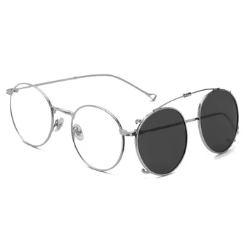 Peekaboo mėlyna žalia apvalios poliarizuoti akiniai nuo saulės vyrams klipą lankstymo uv400 optiniai akiniai moterims metalo rėmas vyrų vairavimo 2022 Nuotrauka 3