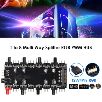PWM Ventiliatorius ARGB LED 2in1 HUB Nuotolinio Valdymo 1 Iki 8 Multi Way Splitter 12V/4Pin 5V/3Pin LED Šviesos Juostelės Adapteris Valdytojas AURA ARGB