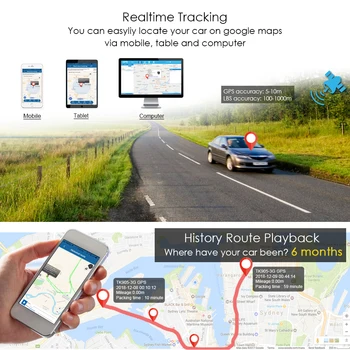 3G GPS Tracker Automobilių TK915 GPS Locator Automobilių Magnetas realaus laiko Sekimas, GPS Tracker, Auto Šoko Signalas Ilgas Laukimo PK TK905 Tracker Nuotrauka 2