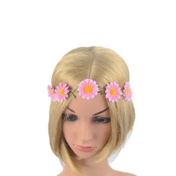 Moterų Žavesio Daisy Gėlių Tiara Vestuvių Gėlių Ekrano Užsklandą Plaukų Aksesuarų, Brid Girliandą Princesė Vainikas Merginos Karūną Šukuosena Šalis Nuotrauka 1