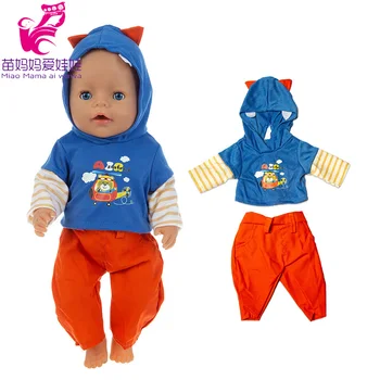 Lėlės Drabužių 43cm Baby Doll Berniukas Megztinis Skrybėlę, Šaliką, Kelnes 40 Cm Baby Doll, Žiemą Šilta Rinkinys Nuotrauka 2