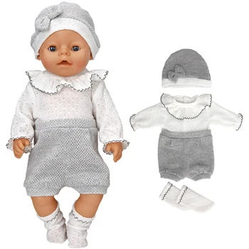 Lėlės Drabužių 43cm Baby Doll Berniukas Megztinis Skrybėlę, Šaliką, Kelnes 40 Cm Baby Doll, Žiemą Šilta Rinkinys Nuotrauka 3