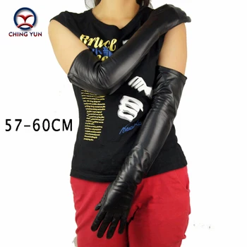 CHING YUN lady Ilgos pirštinės mados avikailis odos juoda gloves2019 moterų originali kumštinės pirštinės moterų Plonas pamušalas stiliaus Svirties įvorė Nuotrauka 4