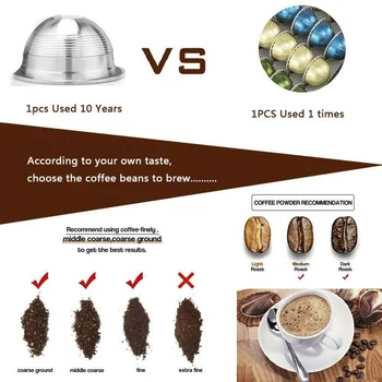 ICafilas BIG & Mažas PUODELIS Espresso Capsulas ReusableNespresso Vertuoline & Vertuo Nerūdijančio Plieno Daugkartiniai Kavos Filtras Ankštys Nuotrauka 3