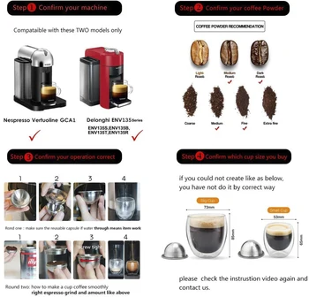 ICafilas BIG & Mažas PUODELIS Espresso Capsulas ReusableNespresso Vertuoline & Vertuo Nerūdijančio Plieno Daugkartiniai Kavos Filtras Ankštys Nuotrauka 4