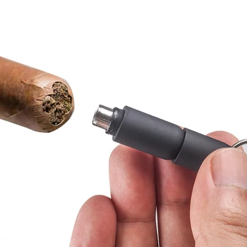 Naujas 1pcs Silikono cigarų punch su guma padengtas Ašmenys Raktų Žiedas Grandinės Atkreipti Skylė Juoda Cutter Lėkti Cigarams Nuotrauka 2