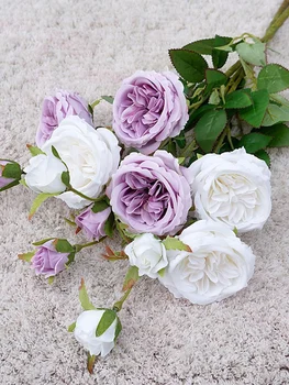 67 cm Dirbtinių Gėlių Rožinė Šilko Rose 3 Dideli Galvos ir 3 Mažų Pumpurų Nuotaka Vestuvių Foto Rekvizitai Home Hotel Apdaila 