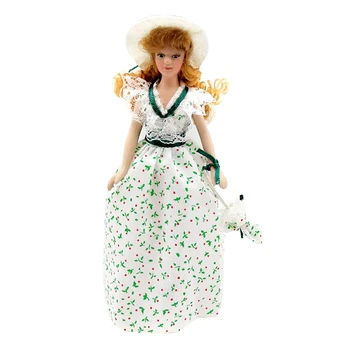 1: 12 15.5 cm Lėlių Miniatiūrinės Viktorijos Lady Moterų Suknelė, Skrybėlė Žmonių Priedų Parduotuvė Nuotrauka 0