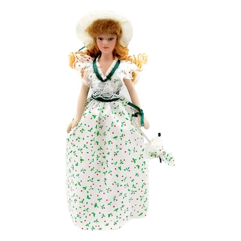 1: 12 15.5 cm Lėlių Miniatiūrinės Viktorijos Lady Moterų Suknelė, Skrybėlė Žmonių Priedų Parduotuvė Nuotrauka 1
