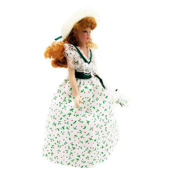 1: 12 15.5 cm Lėlių Miniatiūrinės Viktorijos Lady Moterų Suknelė, Skrybėlė Žmonių Priedų Parduotuvė Nuotrauka 2