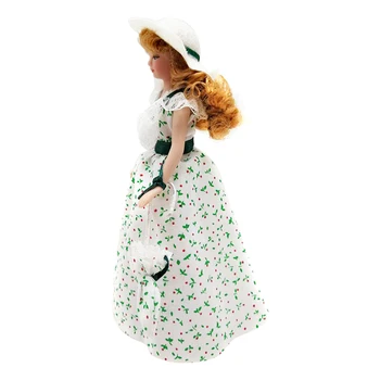 1: 12 15.5 cm Lėlių Miniatiūrinės Viktorijos Lady Moterų Suknelė, Skrybėlė Žmonių Priedų Parduotuvė Nuotrauka 3