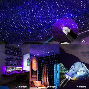 LED Automobilių Star Naktį Šviesos Projektorius Atmosfera Galaxy Lempa USB Dekoratyvinis Reguliuojamas Auto Stogo Kambario Lubų Interjero Dekoro Nuotrauka 5