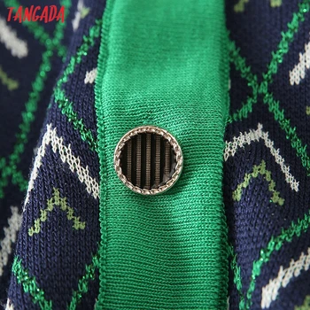 Tangada Moterims, Elegantiška Žalios Deimantų Modelio Megztinis Vintage Megztinis 2021 Pasėlių Megzti Megztinis YU89 Nuotrauka 2