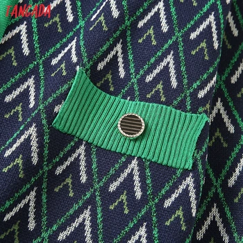 Tangada Moterims, Elegantiška Žalios Deimantų Modelio Megztinis Vintage Megztinis 2021 Pasėlių Megzti Megztinis YU89 Nuotrauka 3