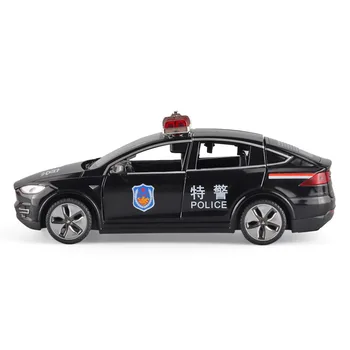 1:32 Tesla MODEL X Policija Lydinio Automobilio Modelį Diecasts & Žaislinės Transporto priemonės Žaislinius Automobilius Nemokamas Pristatymas Vaikams Kalėdų Dovanos Berniuko Žaislas Nuotrauka 5