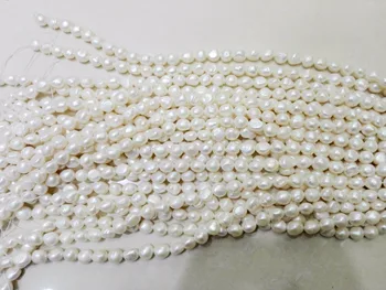 Vienos Sruogos tikras Perlas Granulių 11-13mm Ryškiai Balta Baroko Perlas Natūralių Gėlavandenių Perlų prarasti karoliukai 35cm / 15inch Nuotrauka 2