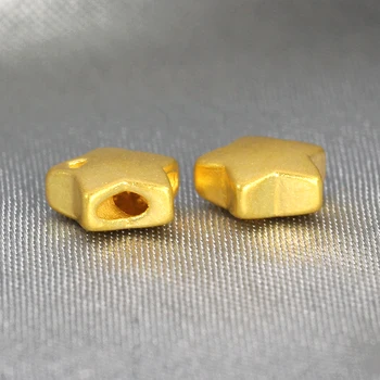 1PCS Nekilnojamojo Kieta 24K Geltonojo Aukso Pakabukas 3D Laimę Širdyje, Star Mini Pakabukas 0.15-0.2 g 7x6.5x3mm Nuotrauka 1