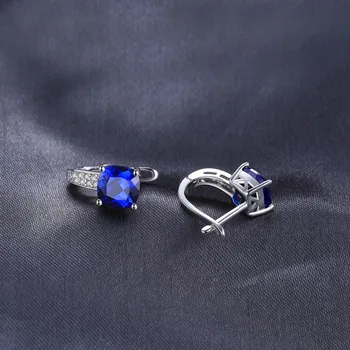 JewelryPalace Pagalvėlė 4.4 ct Sukurta Mėlyna Safyrų 925 Sterlingas Sidabro Įrašą Auskarai Moterų Mados Brangakmenio Papuošalai Nuotrauka 3
