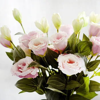 3 Šakutės Eustoma Gėlių Vestuvių Nuotaka Namų Dekoro Dirbtinės Gėlės Šilko Gėlės Nuotrauka 1