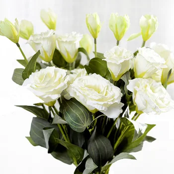 3 Šakutės Eustoma Gėlių Vestuvių Nuotaka Namų Dekoro Dirbtinės Gėlės Šilko Gėlės Nuotrauka 4
