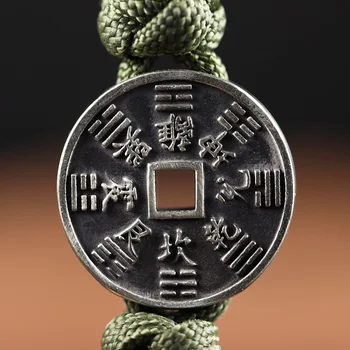 Kinijos Senovinių Kalnų Dievas Monetos Žalvario Peilis Karoliukai EDC Lauko Pasisekė 