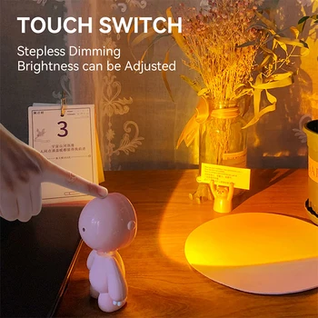 Luubeibei Mol Stiliaus 7 Spalvų Touch Kontrolės Saulėlydžio Lempa LED Nakties Žibintas, 360° Rotacija ,Įkrovimo ，Dovanas Vaikams Suaugusiųjų Nuotrauka 1