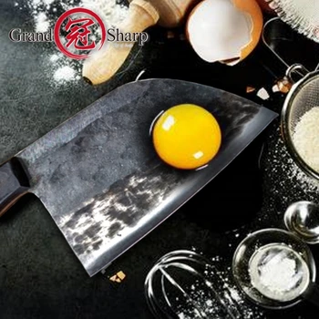 Rankų Darbo, Kaltiniai Chef Peilis, Plakiruoto Plieno Kaltiniai Kinijos Cleaver Profesionalių Virtuvės Peilių Mėsos, Daržovių Smulkinimo, Pjaustymo Įrankiai Nuotrauka 2