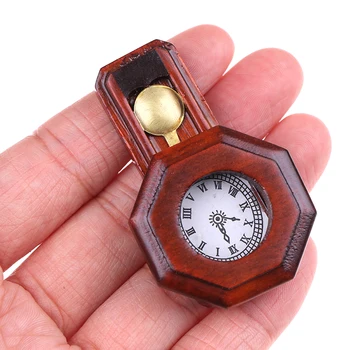 1Pcs Miniatiūriniai Lėlių Medienos Vintage Red Laikrodis Namų Dekoro Žaislas 1/12 Masto Apsimesti Žaisti Baldai Žaislas