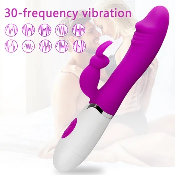 Rabbit Vibratoriai Vaginos G Spot Klitorio Spenelių Dual Stimuliatorius Massager Vibracijos Silikoninis Vandeniui Atsparus Sekso Žaislai Masturbators Nuotrauka 1