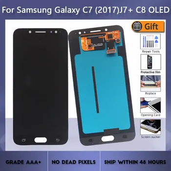 Super AMOLED skystųjų kristalų (LCD Samsung Galaxy C7 C7000 2017 C8 C710 LCD Ekranas Jutiklinis Ekranas skaitmeninis keitiklis Asamblėjos Pakeisti J7 Plius