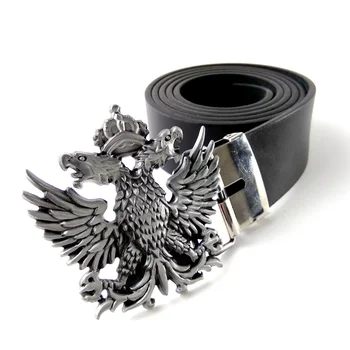 Dizaineris Diržai Vyrų Aukštos Kokybės Black PU odos Diržas su rusijos Dvigubai Vadovauja Erelis Karūna Logotipas Metalo Sagtis Atsitiktinis Diržas Cool Nuotrauka 0