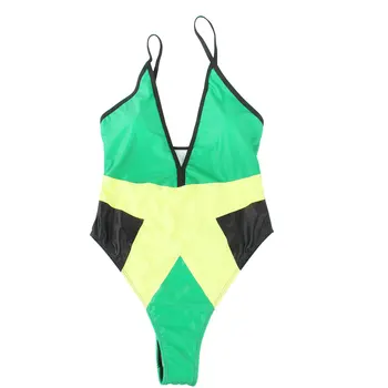 Moterų Mados Karibų Jamaikos Vėliava Rasta Vienos dalies maudymosi kostiumėlį, maudymosi Kostiumėliai, Nuotrauka 4
