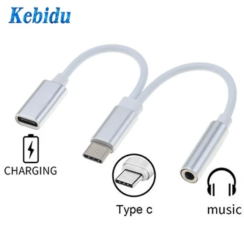 Kebidu Tipas-C 3.5 mm Ausinių Laido Adapteris, USB 3.1 USB-C Dvigubai 3.5 AUX Audio jungtis Vyrų ir Moterų Didmeninės