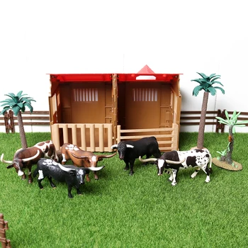 Modeliavimo Ūkyje Pasaulio pieno Karvės Galvijų Bulių Blauzdos jakų Muskox Švietimo gyvūnų modelio statulėlės žaislas namų dekoro Dovana Vaikams Nuotrauka 1