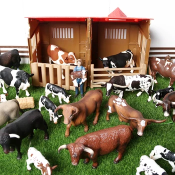 Modeliavimo Ūkyje Pasaulio pieno Karvės Galvijų Bulių Blauzdos jakų Muskox Švietimo gyvūnų modelio statulėlės žaislas namų dekoro Dovana Vaikams Nuotrauka 3