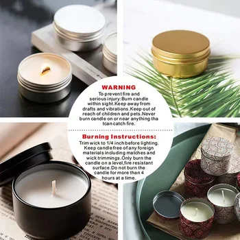 500 Vnt/Roll anglų Žvakė Įspėjimo Etikete, Patarimai, kaip Saugiai Naudoti Aromatizuoti Žvakės Konteineriai Lipdukas Nuotrauka 2
