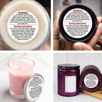 500 Vnt/Roll anglų Žvakė Įspėjimo Etikete, Patarimai, kaip Saugiai Naudoti Aromatizuoti Žvakės Konteineriai Lipdukas Nuotrauka 4