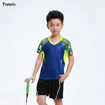 2-vnt Teniso megztiniai nustatyti berniuko T-shirt stalo teniso Vaikas tinklinis badmintono drabužius Berniukas sporto Teniso tracksuit kostiumas 2020 m. Nuotrauka 0