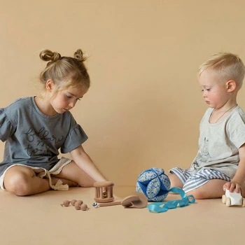 1Set Kūdikių Montessori Žaislų Rinkinys Medinių Žaislų Kūdikių Barškučių Vertus Žūklės Medžiaga Kamuolys Naujagimio Daiktų Saugų Dėlionė Vaikams Nuotrauka 5