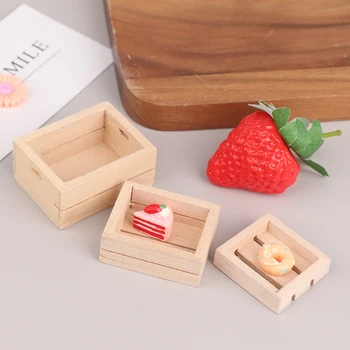 3pcs Miniatiūriniai Lėlių Medienos Dėžė Baldai, Virtuvės Medienos Augalinių Maisto produktų Laikymo Dėžutė Krepšelį Priedai Lėlės Namas Papuošalai Nuotrauka 0